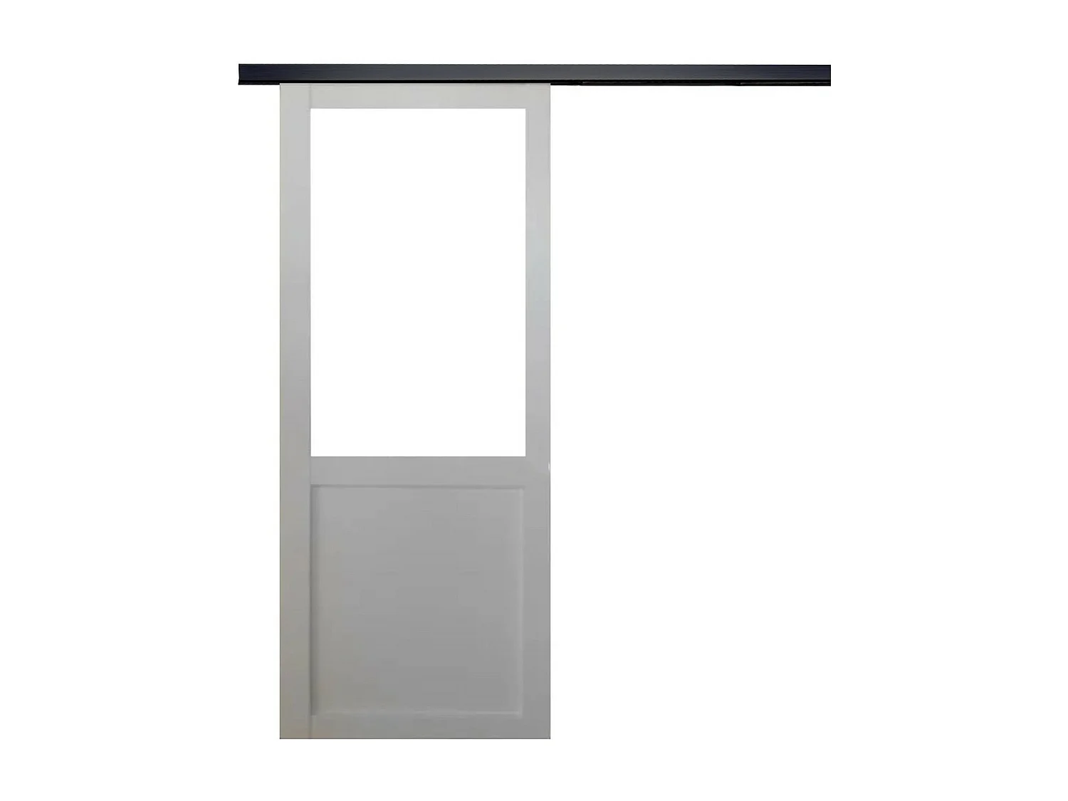 Puerta corredera de taller blanca H204 x L73 sin parteluz + riel de aluminio negro
