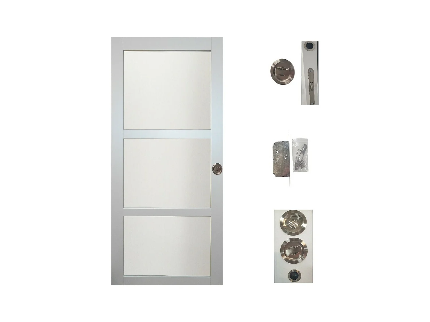 Porte Coulissante Greyria Gris Clair Ral7035 Vitree H204 X L73 + Serrure A  Condamnation Gd Menuiseries