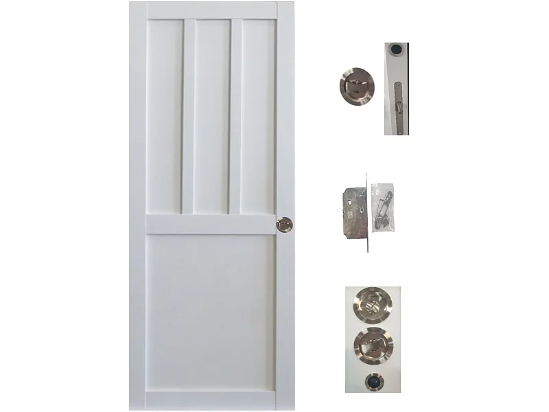 Porte Coulissante Atelier 2 Panneaux Blanc H204 X L73, Serrure Condamnation Gd Menuiseries