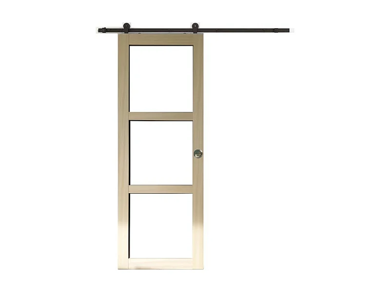 Porta scorrevole in legno Ayous Vetro trasparente H204 x L83 + Guida a rulli e 2 gusci senza maniglia