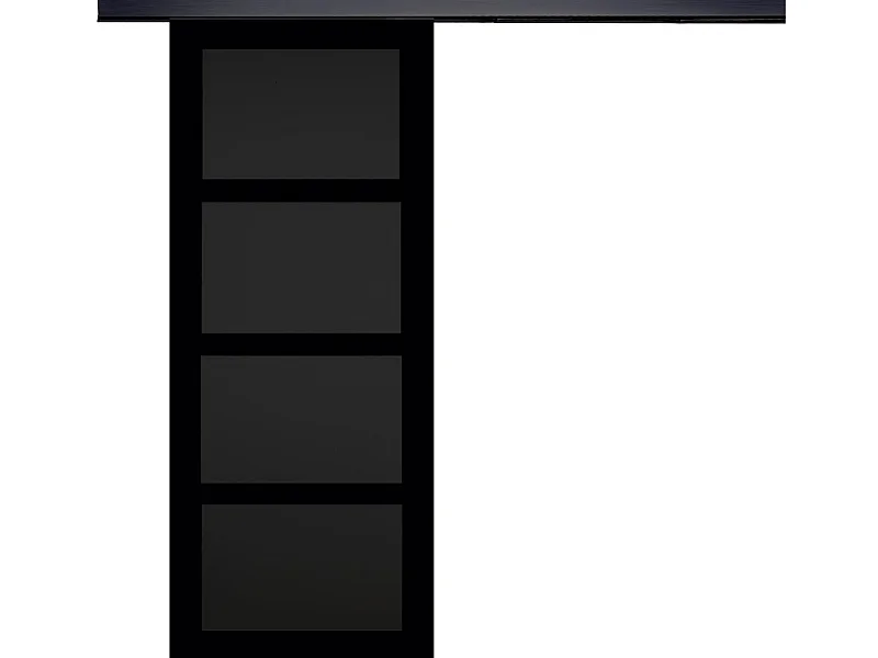 Porta scorrevole Telia nera 4 pannelli H204 x L83 + binario in alluminio nero