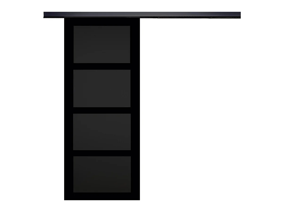 Porta scorrevole Telia nera 4 pannelli H204 x L83 + binario in alluminio nero