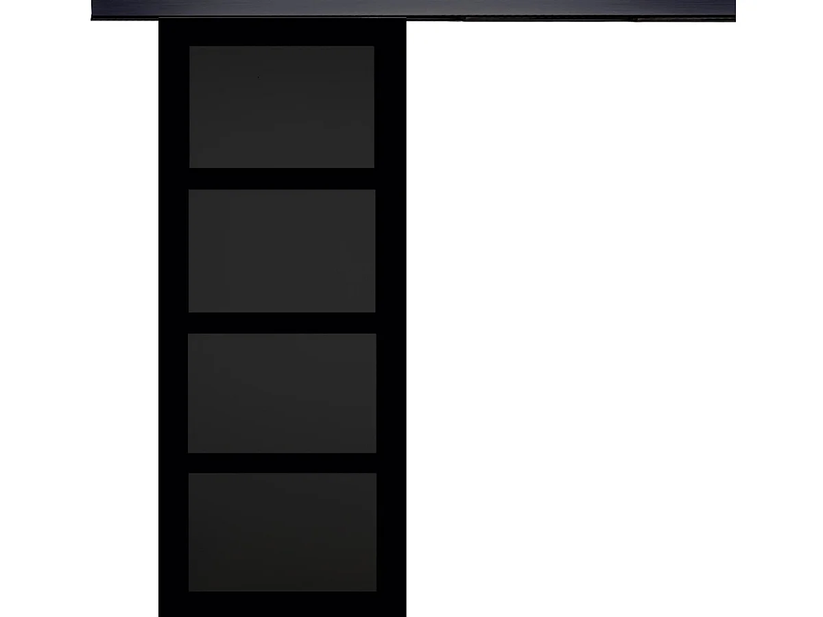 Puerta corredera negra Telia 4 paneles Al204 x L83 + carril aluminio negro