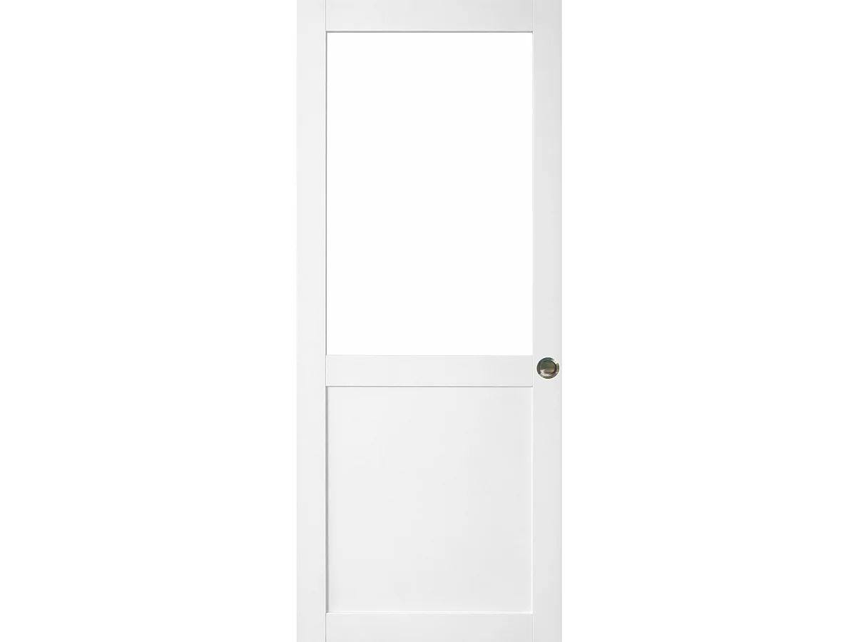 Porte Coulissante Atelier Blanc H204 X L93 Sans Meneau Et Coquilles Gd Menuiseries