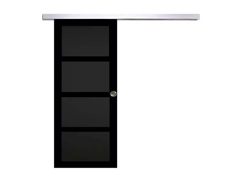 Porta scorrevole Telia nera 4 pannelli H204 x L73 + binario in alluminio e 2 gusci