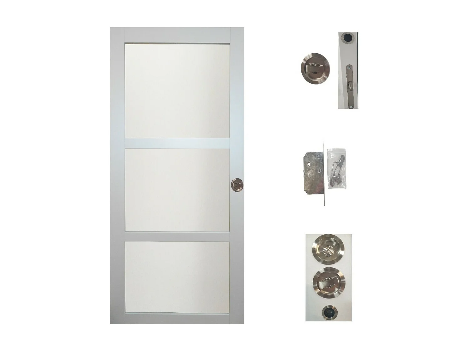 Porte Coulissante Greyria Gris Ral7035 Vitrée H204 X L83 + Serrure à Condamnation Gd Menuiseries