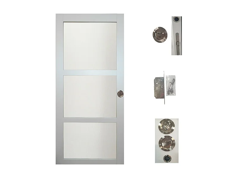 Porte Coulissante Greyria Gris Ral7035 Vitrée H204 X L83 + Serrure à Condamnation Gd Menuiseries