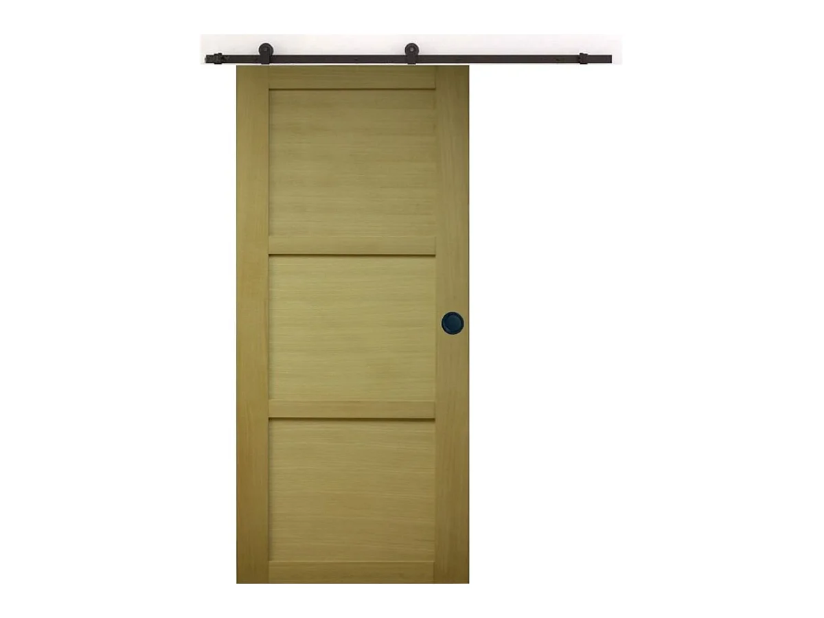 Porta Scorrevole Ayous in Legno 3 Ante H204 x L73 + Rullo Nero e 2 Gusci Neri senza maniglia