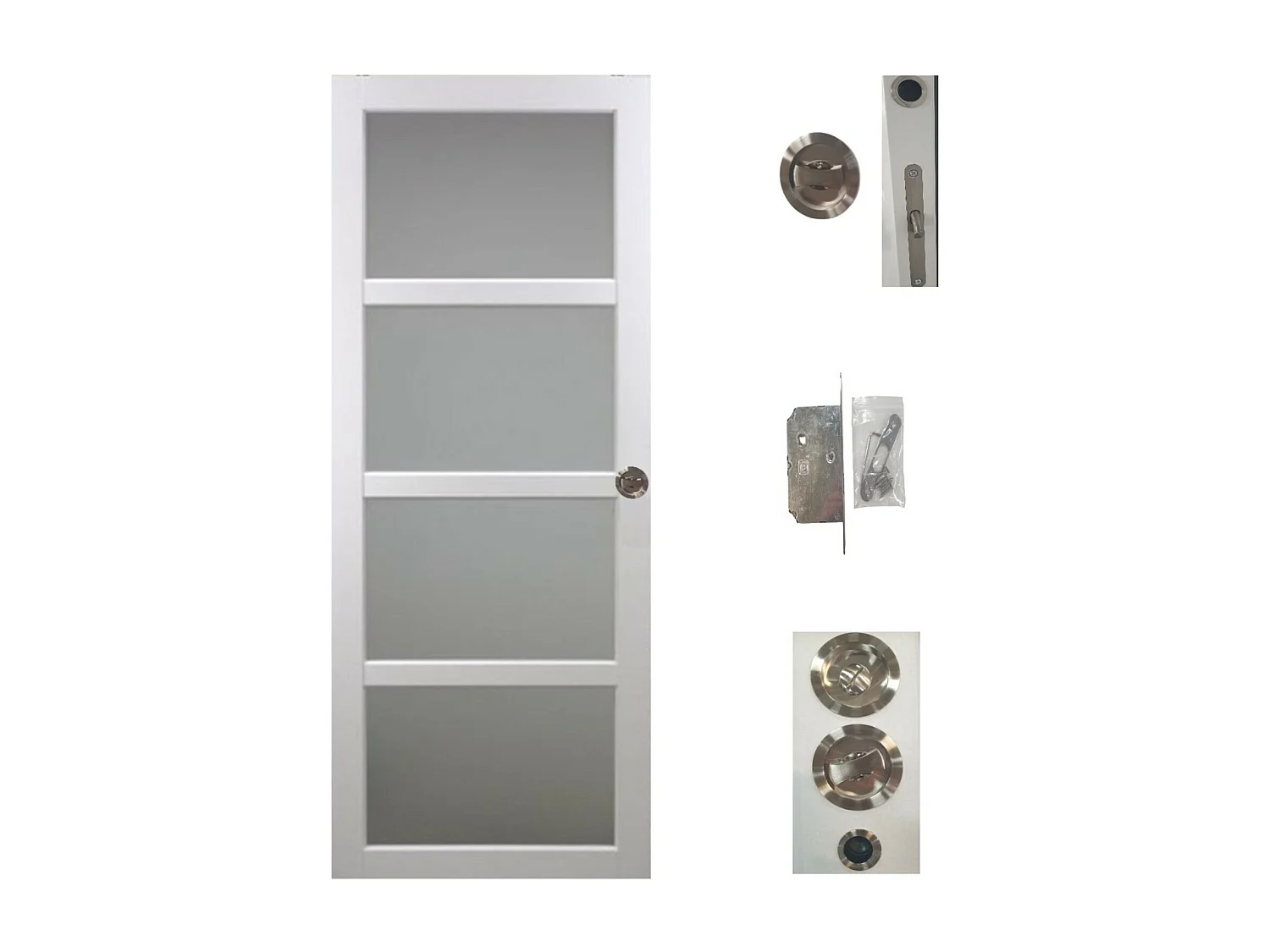 Porte Coulissante Tana Blanc Vitree H204 X L73 + Serrure A  Condamnation Gd Menuiseries