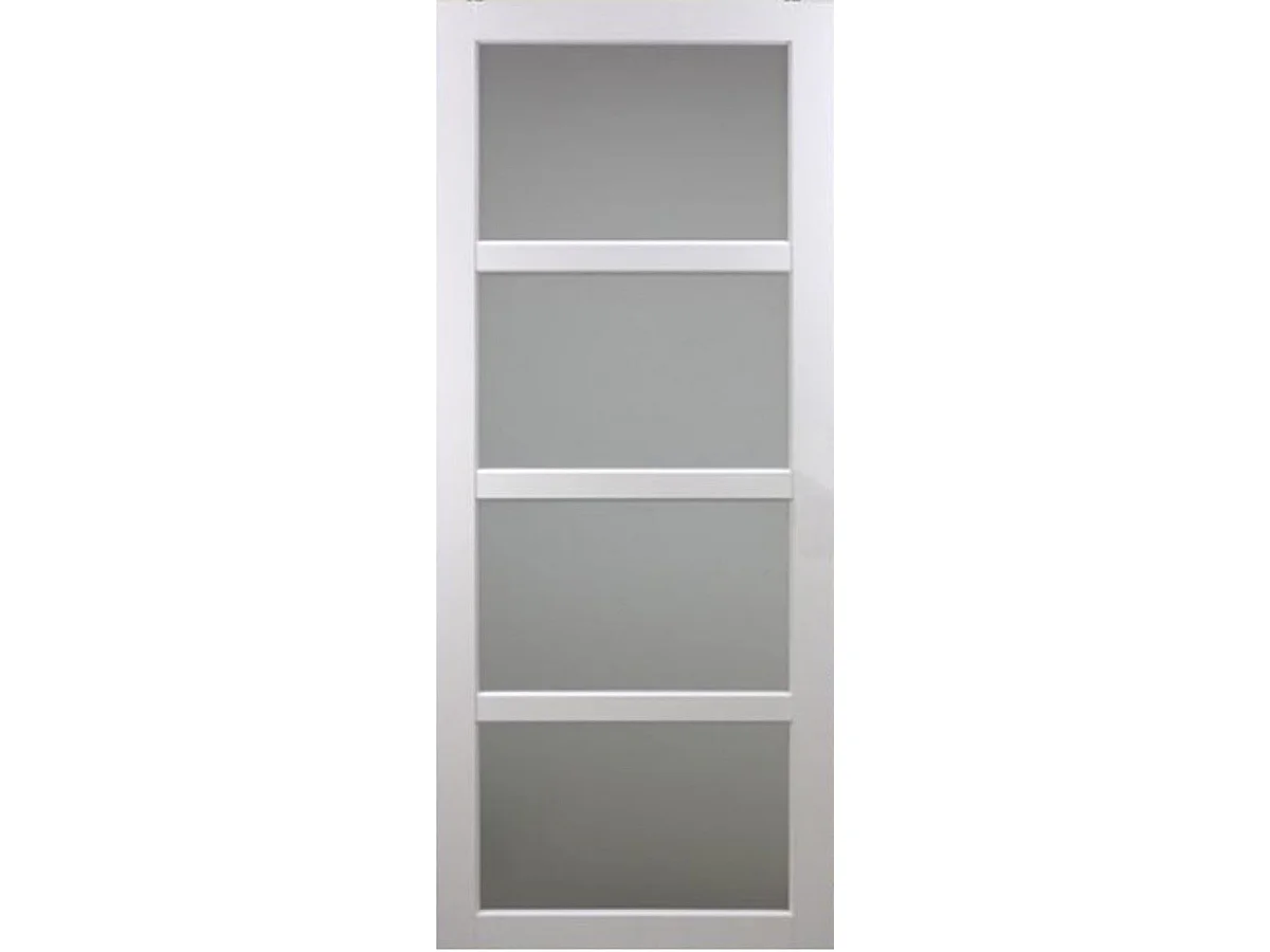 Porte Coulissante Tana Blanc Vitrée H204 X L73 Cm, Serrure Condamnation Gd Menuiseries