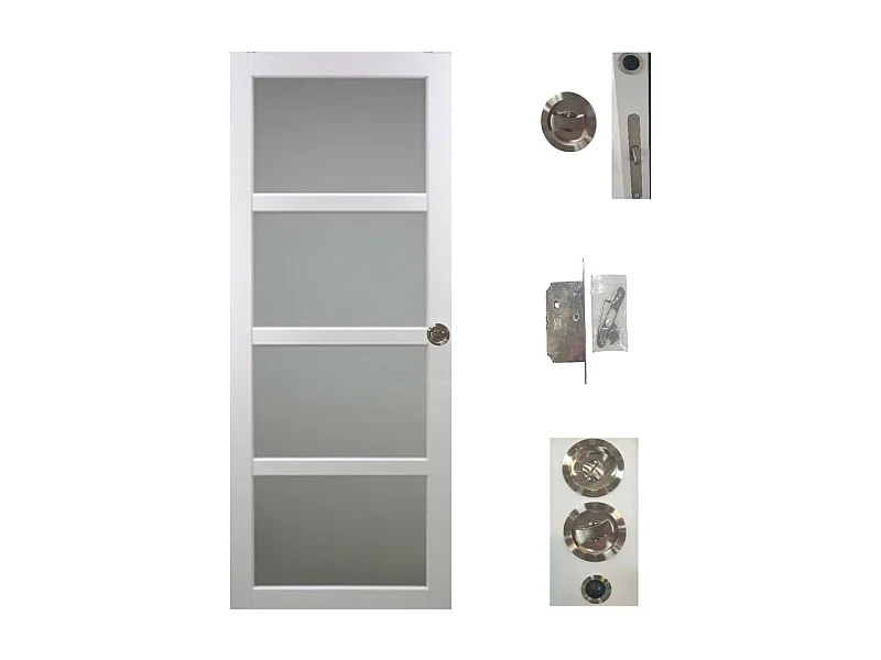 Porte Coulissante Tana Blanc Vitree H204 X L73 + Serrure A  Condamnation Gd Menuiseries