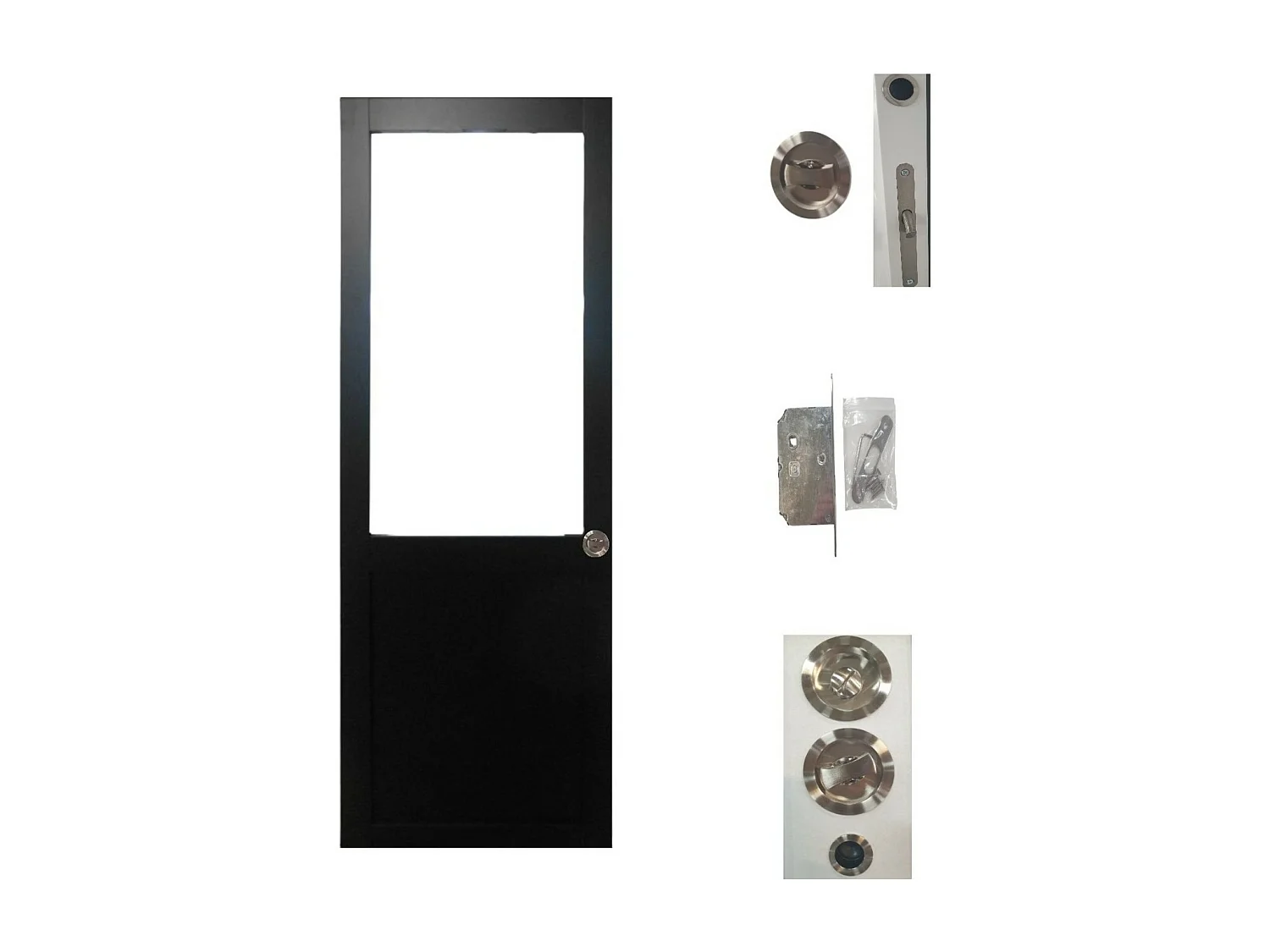 Porte Coulissante Atelier Noir H204 X L93 Sans Meneau + Serrure à Condamnation Gd Menuiseries