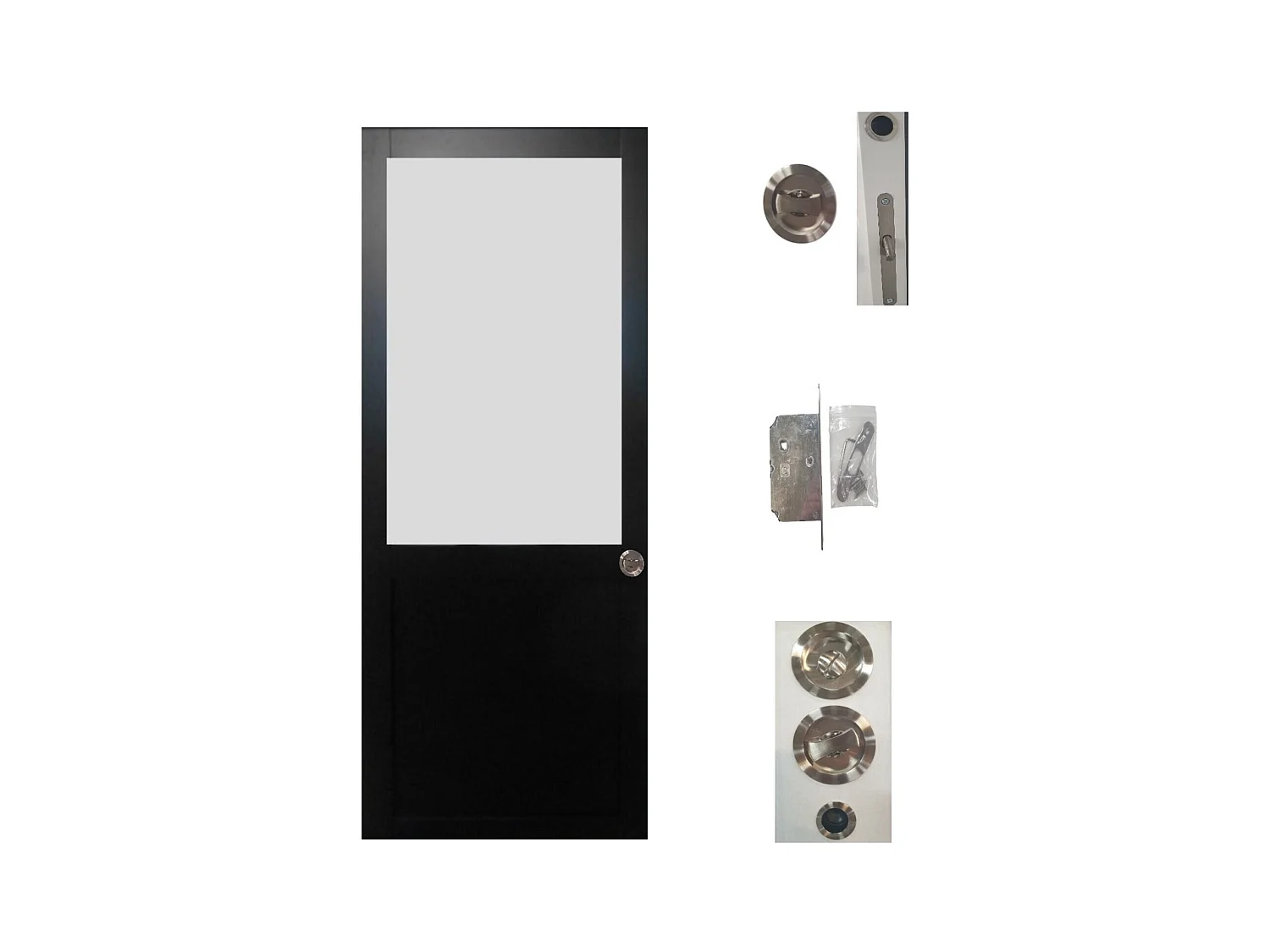 Porte Coulissant Athena Noir H204 X L83 + Systeme De Galandage Et Kit Finition Inclus Gd Menuiseries