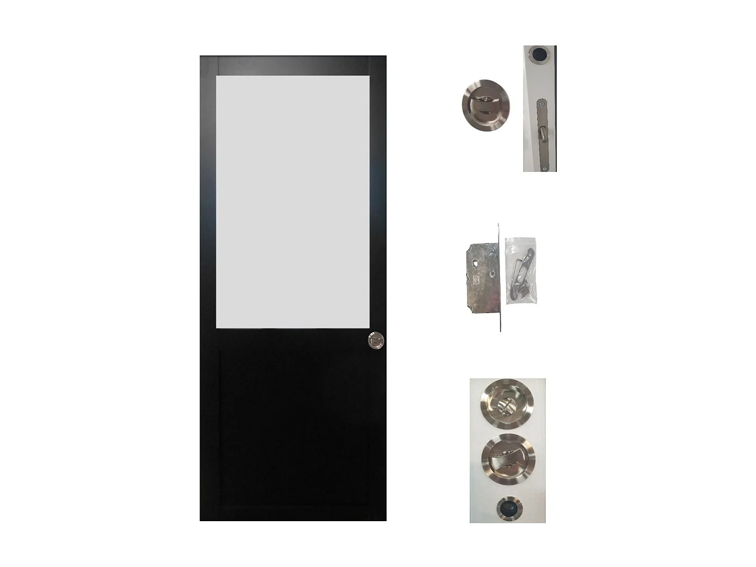 Porte Coulissant Athena Noir H204 X L83 + Systeme De Galandage Et Kit Finition Inclus Gd Menuiseries