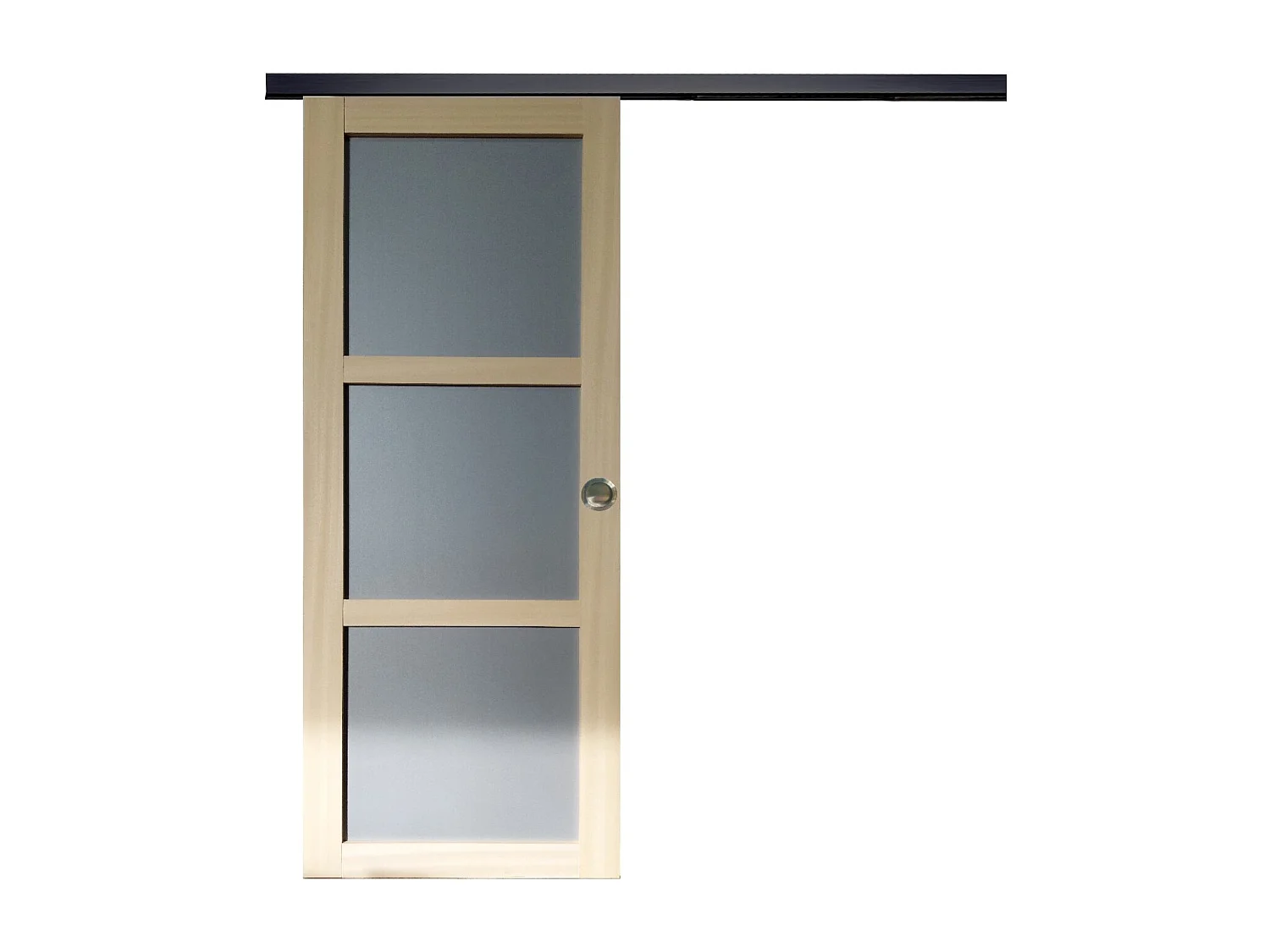 Puerta Corredera Ayous 3 Paneles Gris RAL 7035 H204 x L83 + Riel de aluminio Tira negra y 2 carcasas