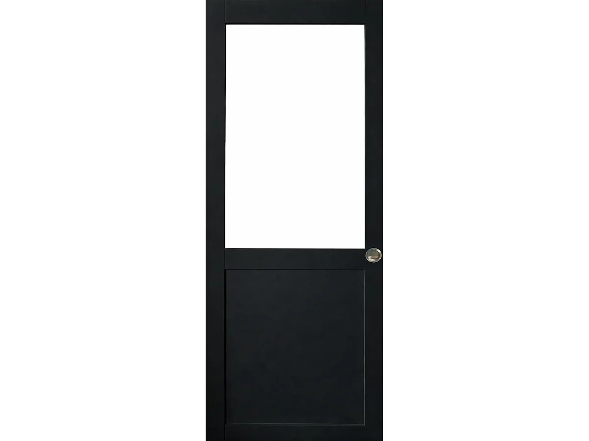 Porte Coulissante Atelier Noir H204 X L93 Sans Meneau Et Coquilles Gd Menuiseries