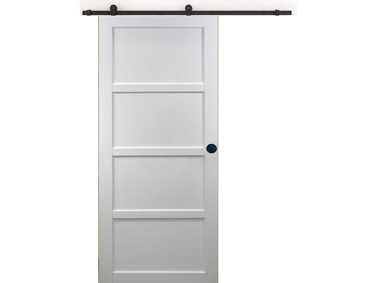 Puerta corredera Tamera blanca 4 paneles H204 x L93 + riel con ruedas y 2 carcasas negras