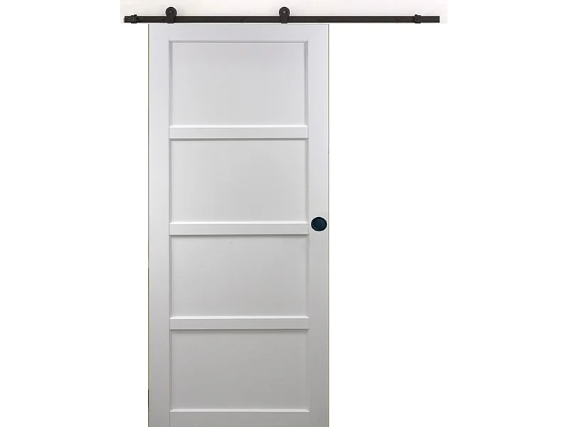 Puerta corredera Tamera blanca 4 paneles H204 x L93 + riel con ruedas y 2 carcasas negras