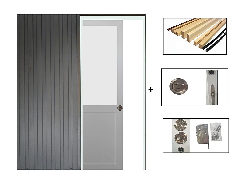 Porte Coulissant Athena Blanc H204 X L83 + Systeme De Galandage Et Kit De Finition Inclus Gd Menuiseries