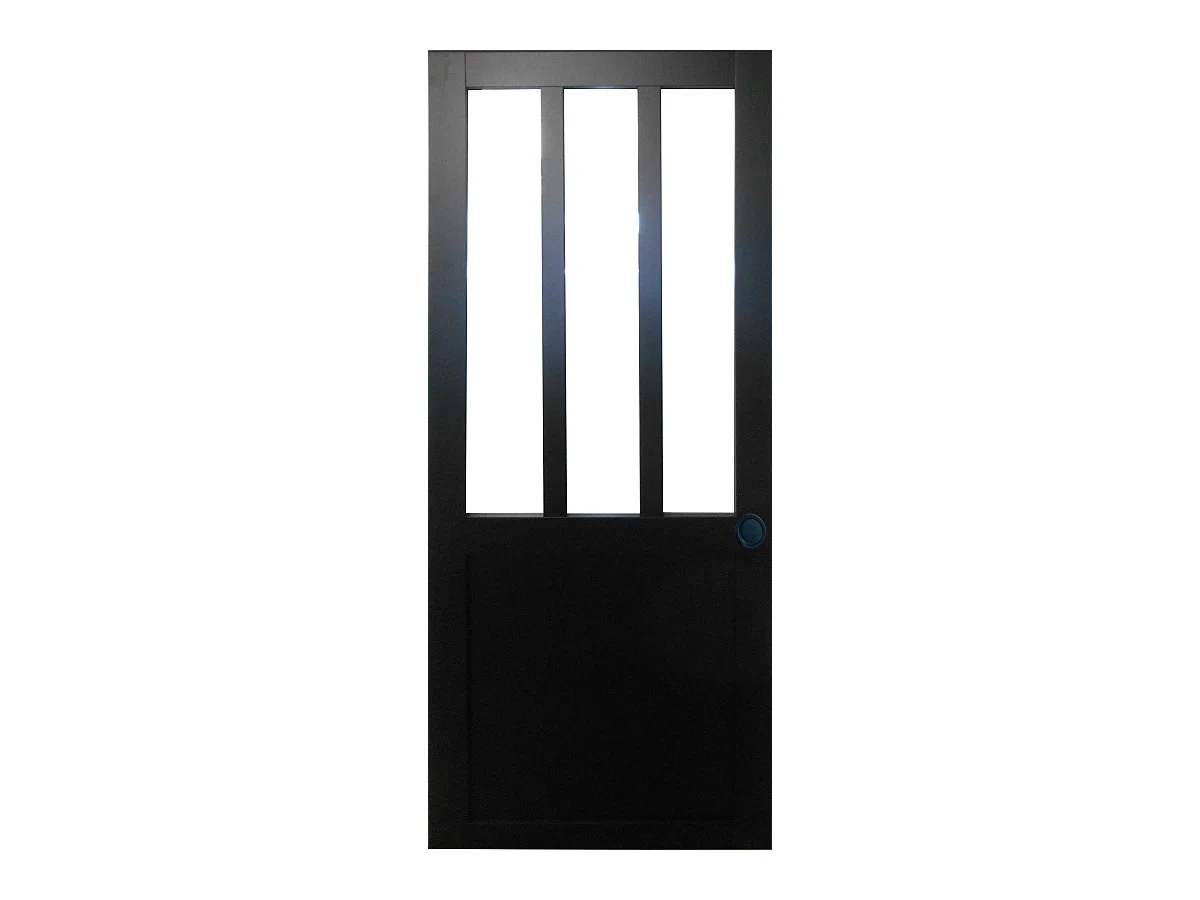 Porta scorrevole nera da officina H204 x L73 e 2 gusci neri