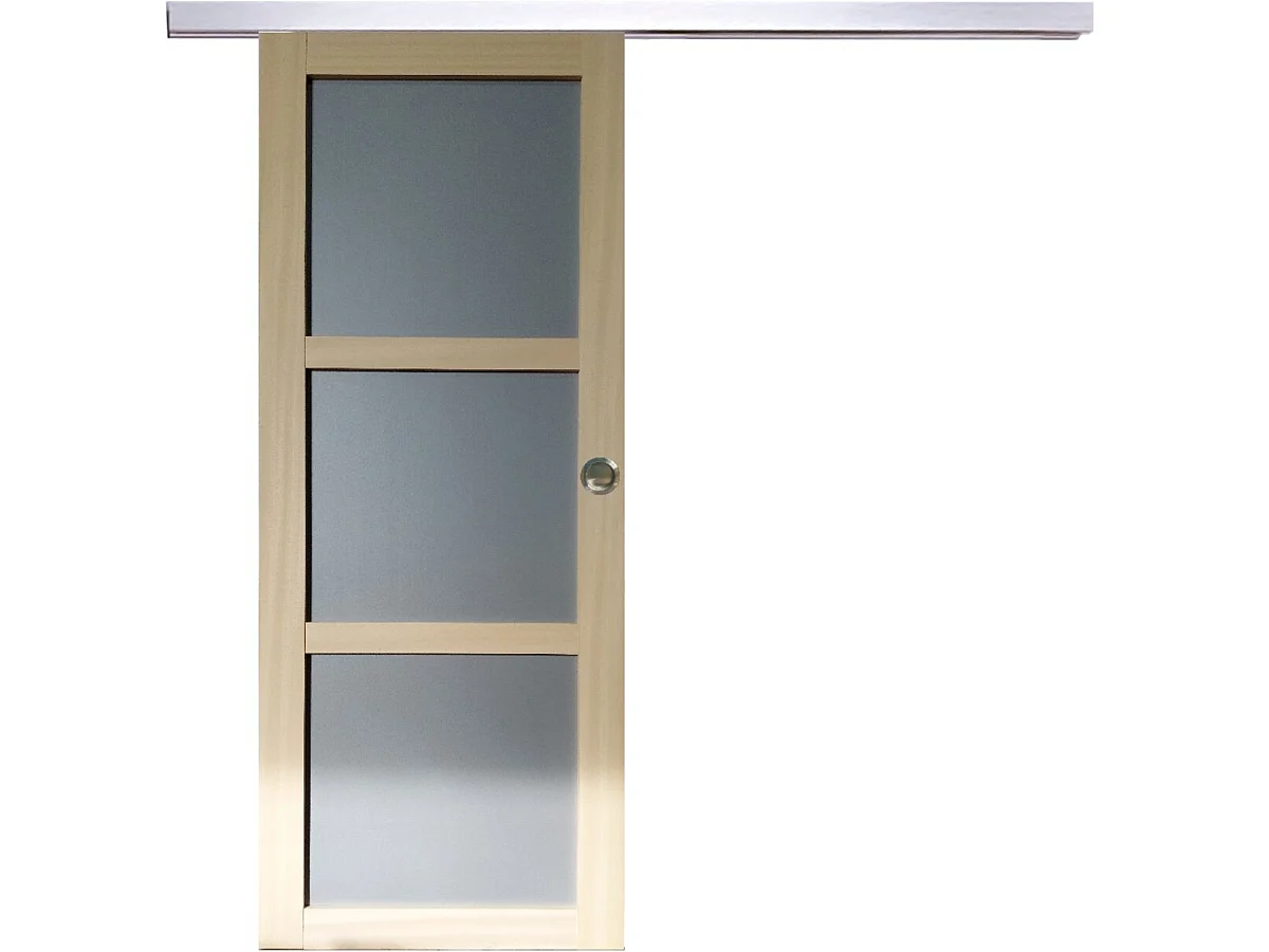 Porte Coulissante Ayous 3 Panneaux Gris Ral 7035 H204 X L83 +rail Alu Et Coquilles Gd Menuiseries