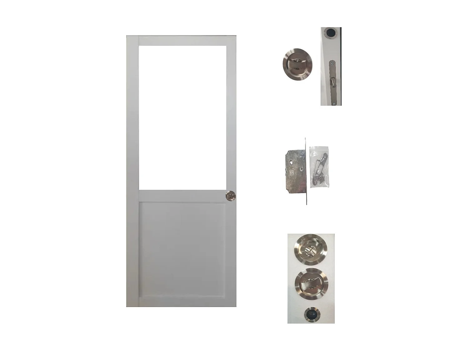 Porte Coulissante Atelier Blanc H204 X L93 Sans Meneau + Serrure à Condamnation Gd Menuiseries