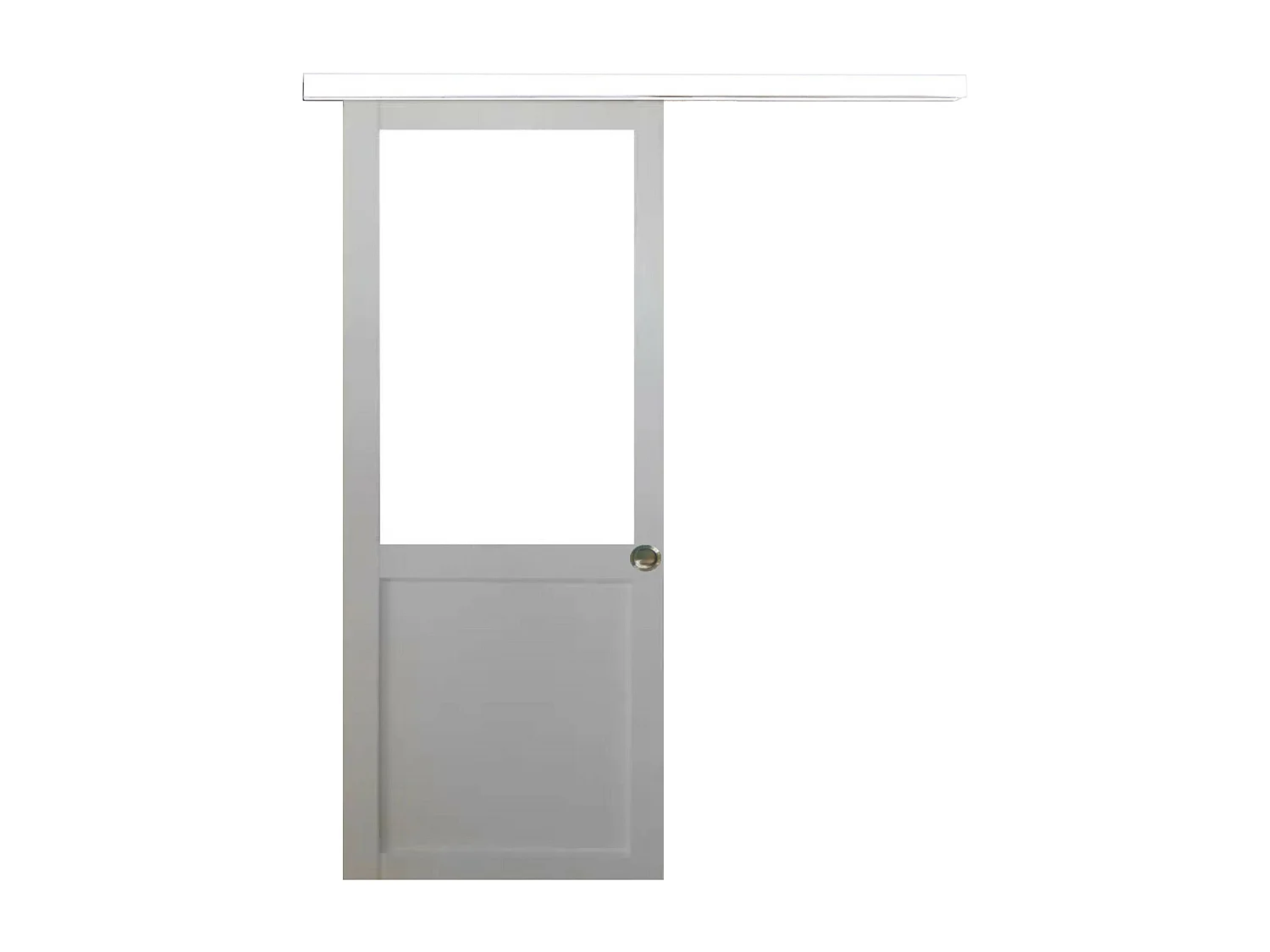 Puerta corredera de taller blanca Al204 x An83 sin parteluz + Riel de aluminio blanco y 2 carcasas
