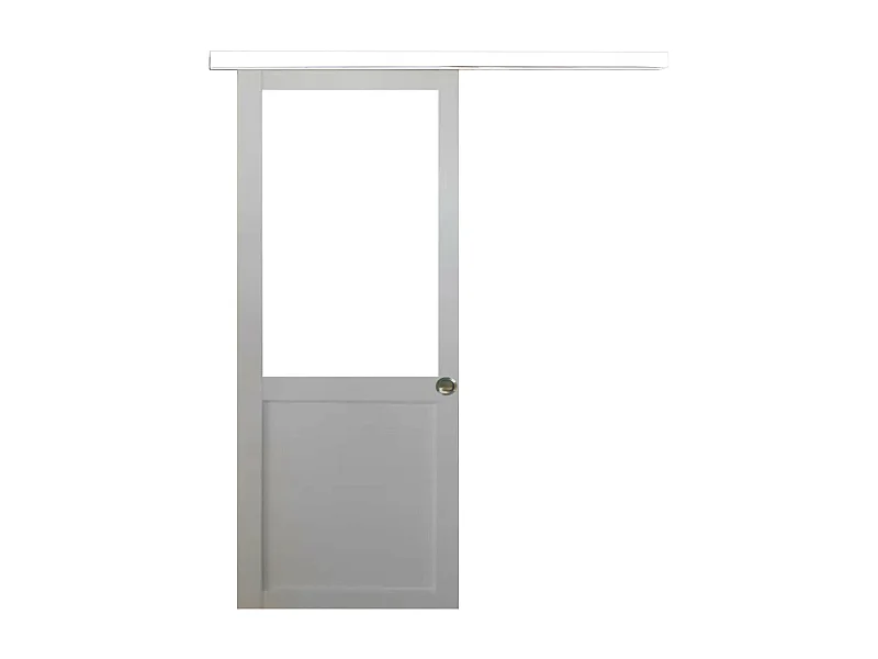 Puerta corredera de taller blanca Al204 x An83 sin parteluz + Riel de aluminio blanco y 2 carcasas
