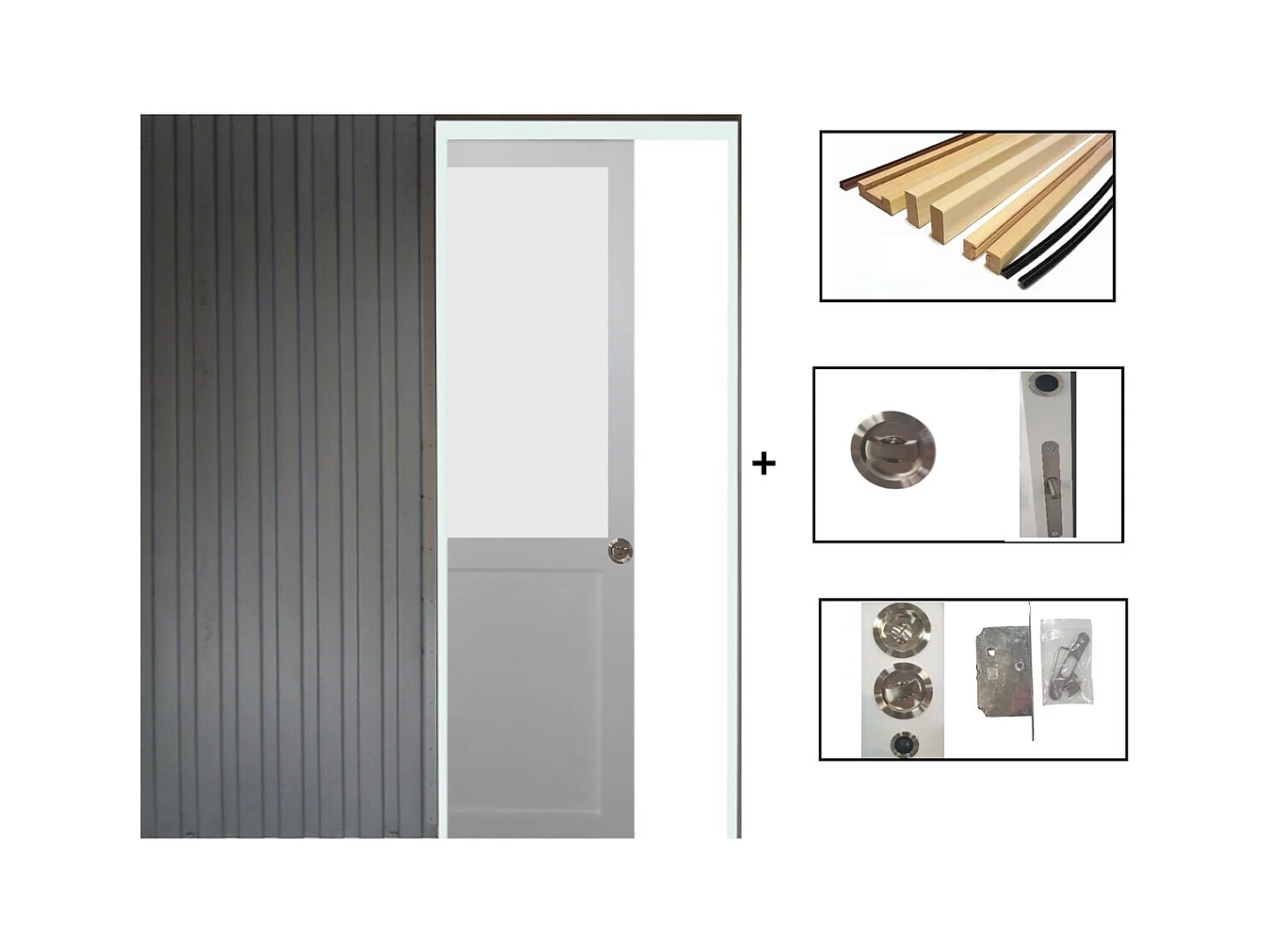 Porte Coulissant Athena Blanc H204 X L73 + Systeme De Galandage Et Kit De Finition Inclus Gd Menuiseries