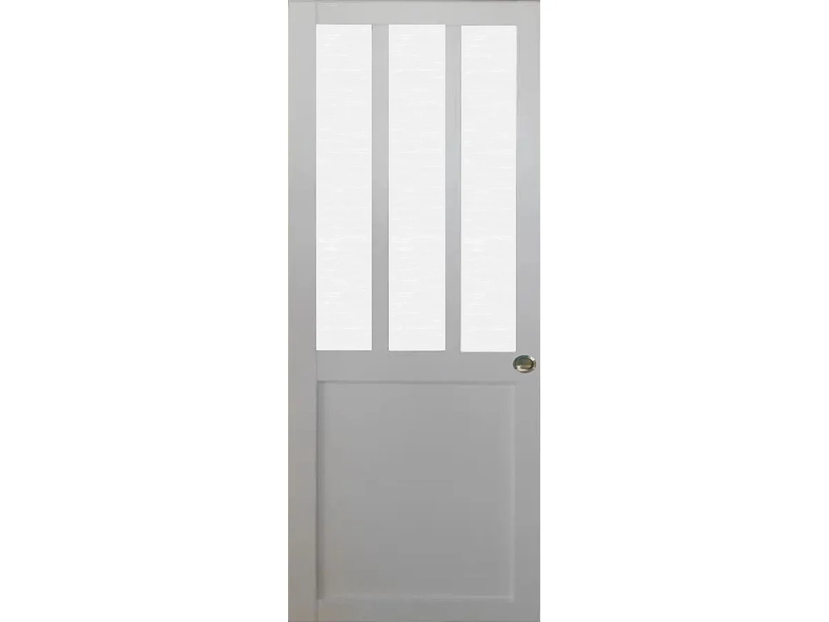 Porta Scorrevole Officina Vetro satinato bianco H204 x L83 e 2 Conchiglie
