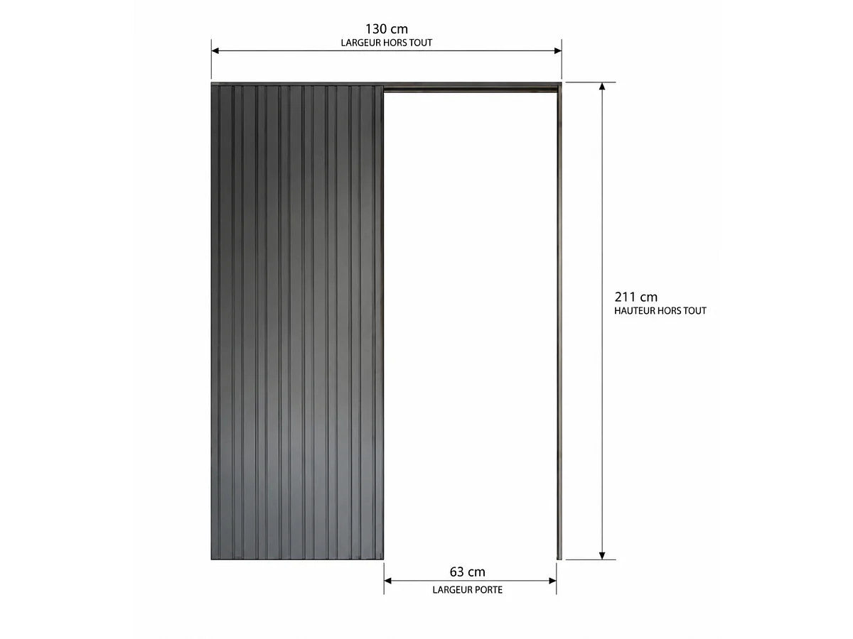 Puerta corredera Tana blanca con cristal H204 x L63 cm, empotrada, kit de acabado Gd Menusieries