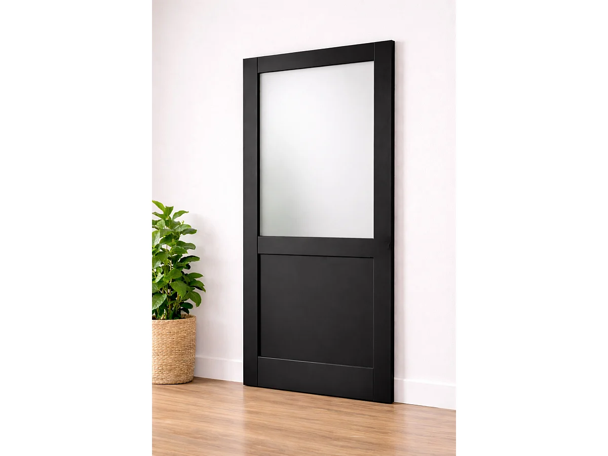 Porte Coulissante Athena Noir H204 X L73 Cm Gd Menuiseries