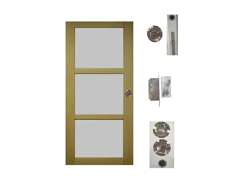 Porte Coulissante Ayous 3 Panneaux Gris Ral 7035 H204 X L83 + Serrure A  Condamnation Gd Menuiseries