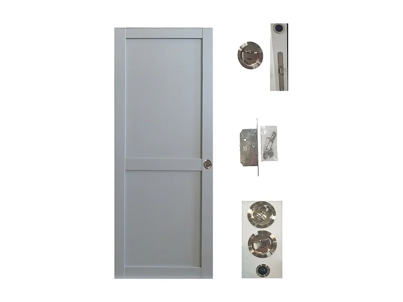 Porte Coulissante Athena 2 Panneaux Ral7035 H204 X L73 + Serrure A  Condamnation Gd Menuiseries