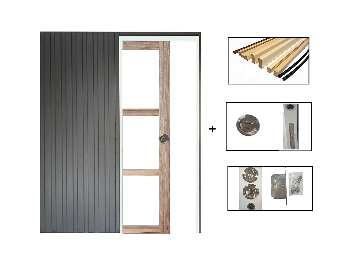 Porte Coulissante Frake Vitrage Transparent H204 X L73 + Systeme De Galandage Et Kit De Finition Inclus Gd Menuiseries
