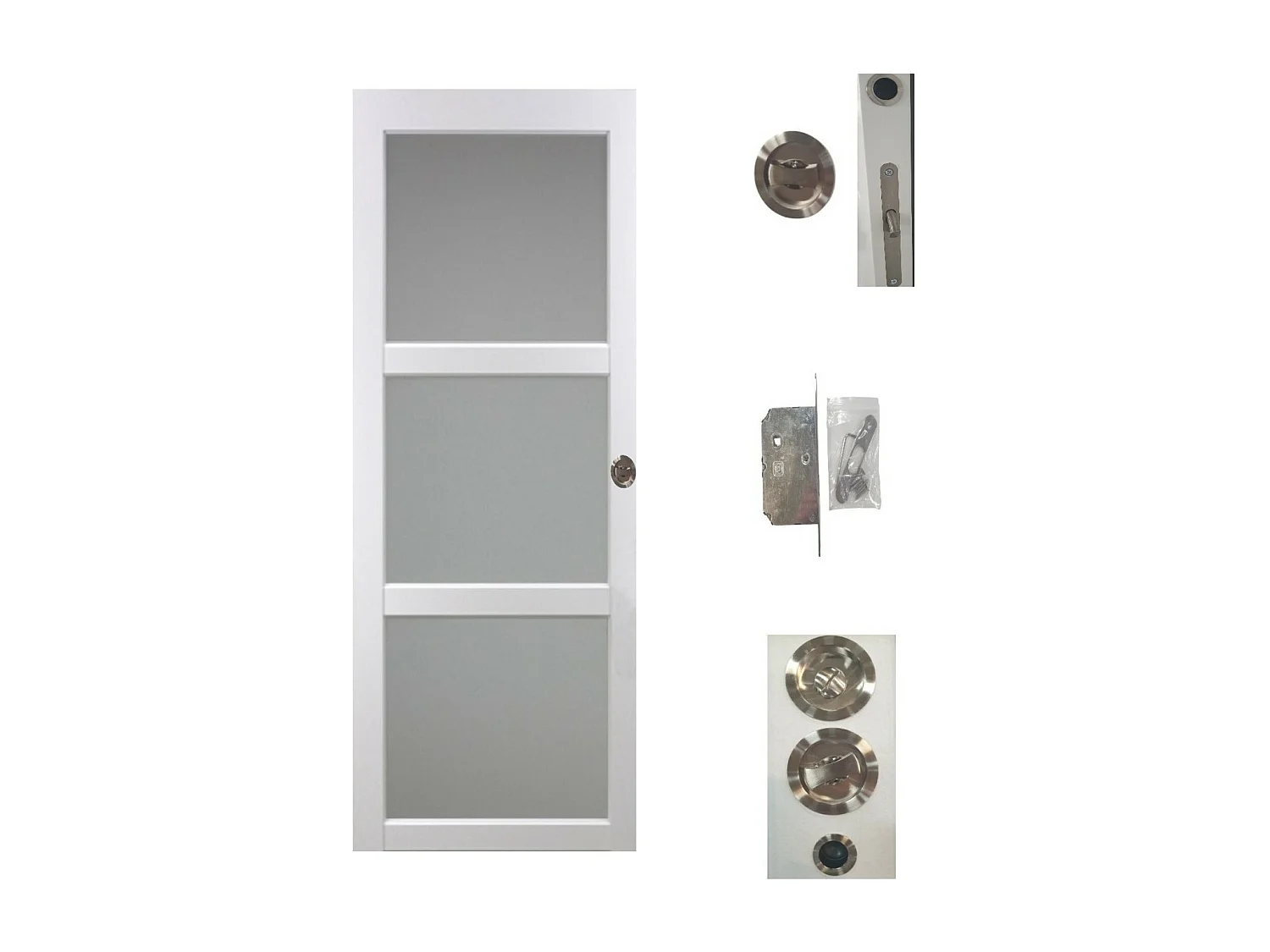 Porte Coulissante Kenya Blanc Vitrée H204 X L83, Serrure Condamnation Gd Menuiseries