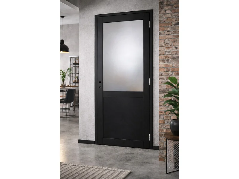 Bloc Porte Athena Noir H204 X L73 Côte Tableau P.gauche Gd Menuiseries