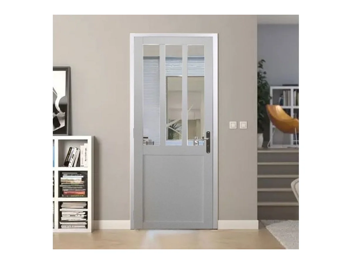 Bloc Porte Atelier Blanc H204 X L73 Poussant Gauche Cotes Tableau +poignee Gd Menuiseries