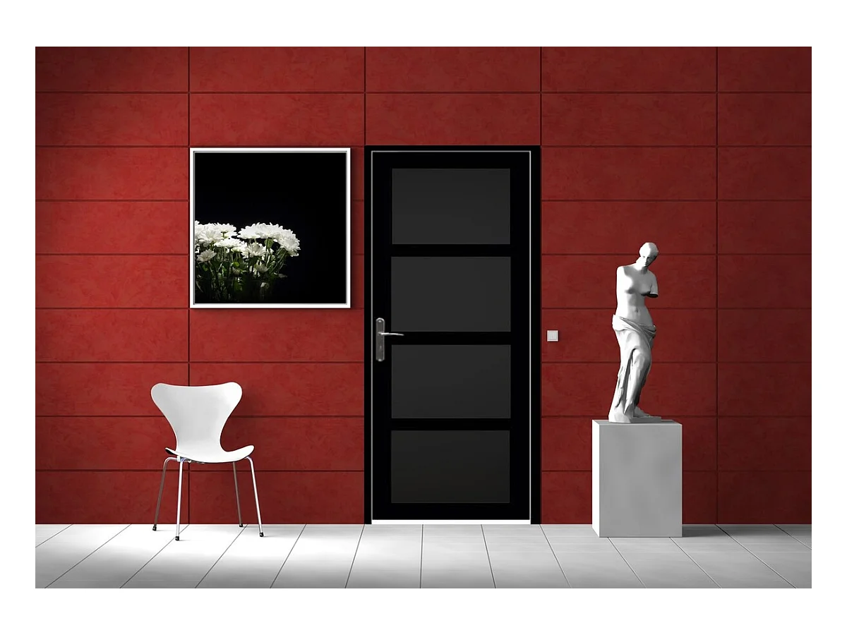 Bloc Porte Telia Noir 4 Panneaux H204 X L73 Poussant Droite Cotes Tableau Gd Menuiseries