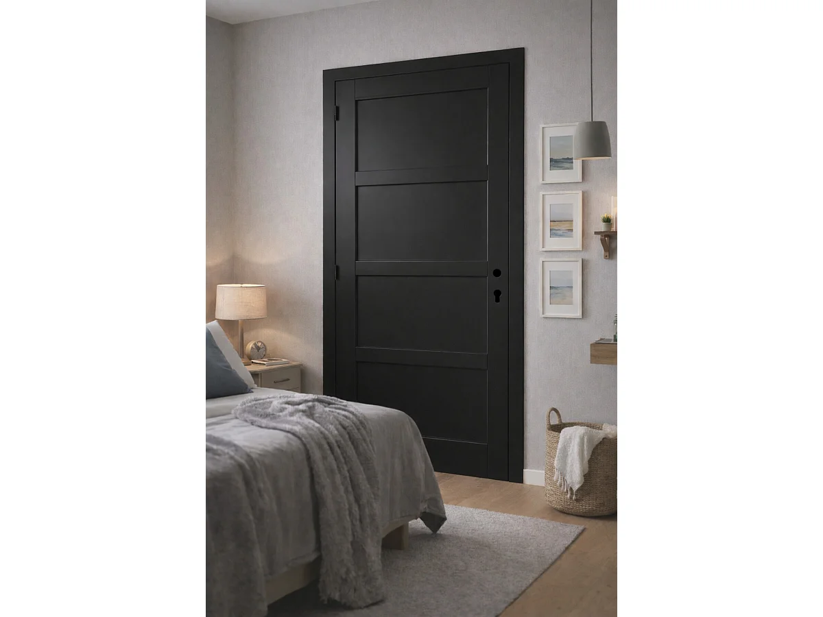 Blocco porta Telia nero 4 pannelli H204 x L73 spingendo a destra Tabella dimensioni