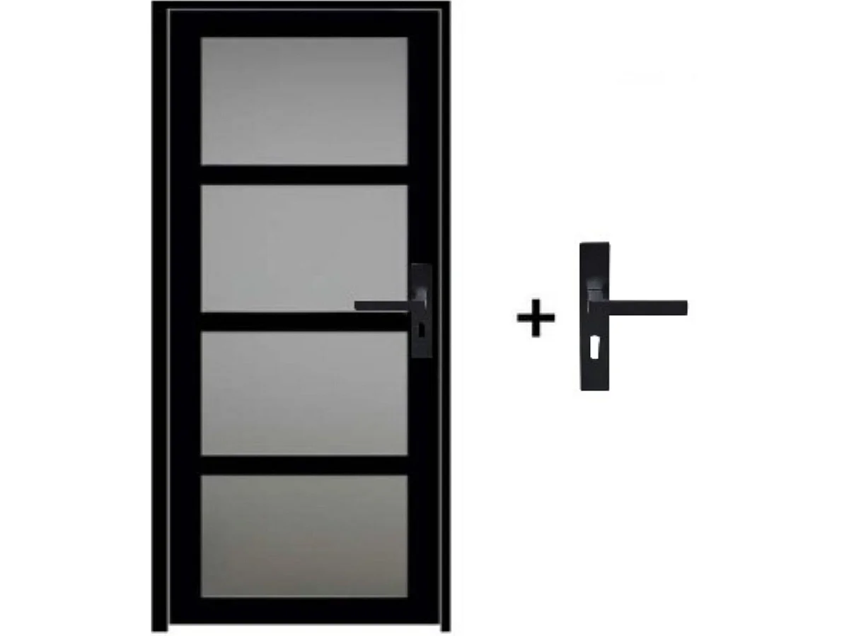 Bloc Porte Telia Noir Vitrée H204 X L73 Côte Tableau P.gauche,poignee Gd Menuiseries