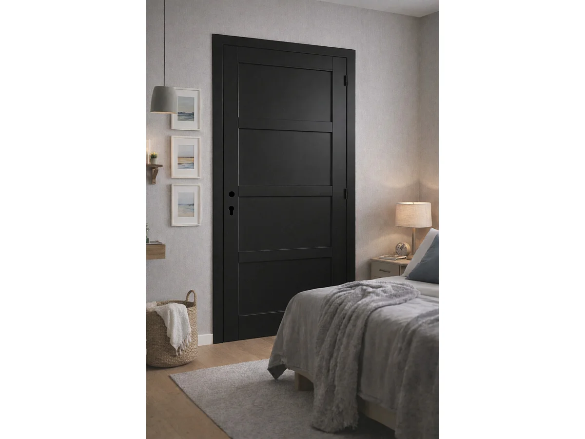 Tabella dimensioni blocco porta Telia nero 4 pannelli H204 x L73 spinta sinistra