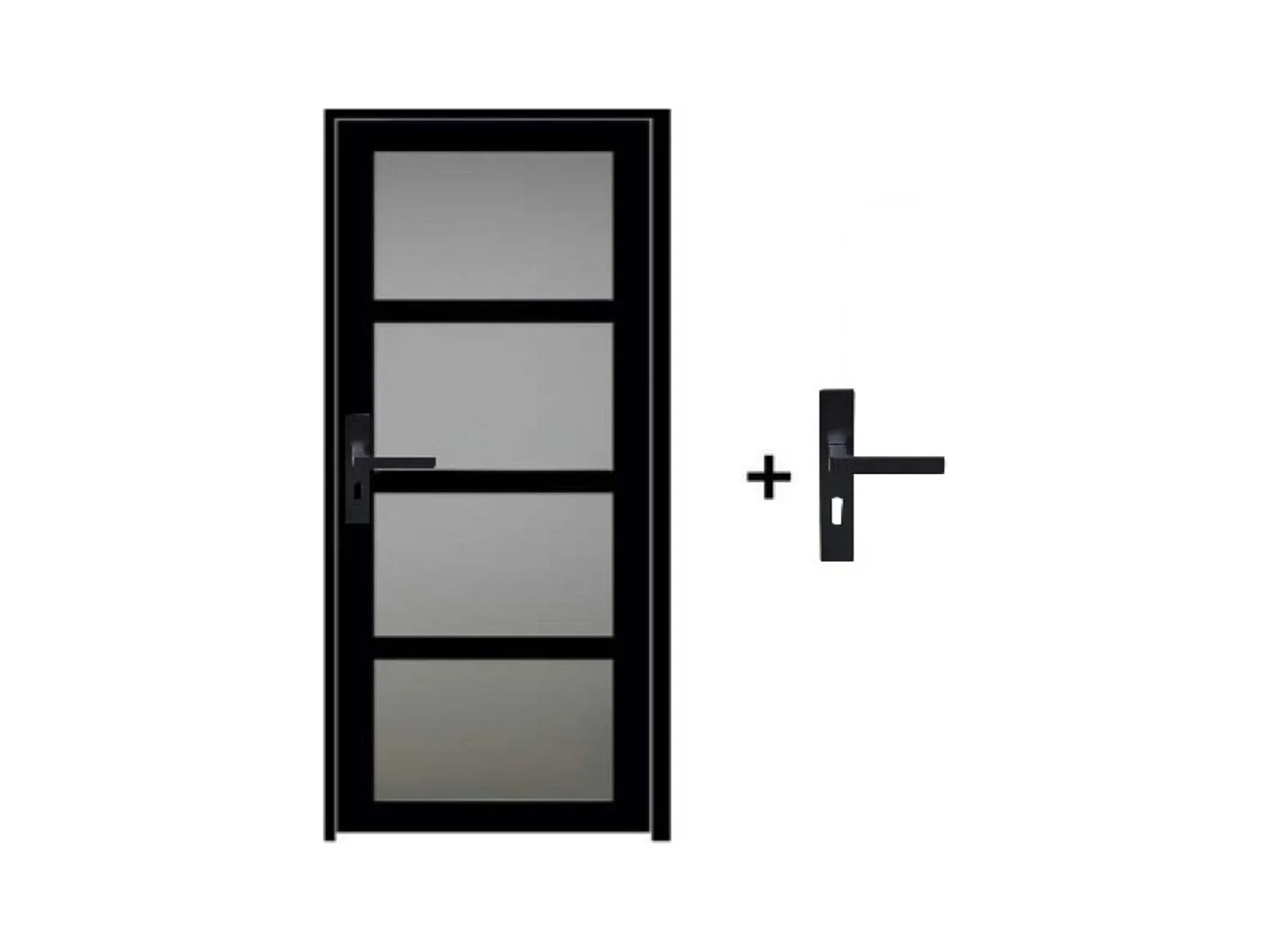 Bloc Porte Telia Noir Vitree H204 X L73 Poussant Droite Cotes Tableau +poignee Gd Menuiseries