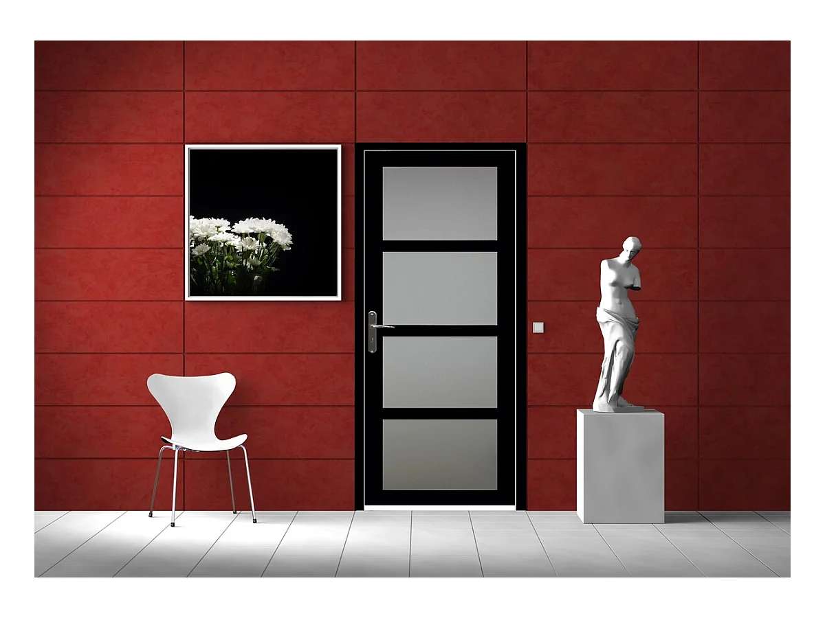 Bloc Porte Telia Noir Vitree H204 X L73 Poussant Droite Cotes Tableau +poignee Gd Menuiseries