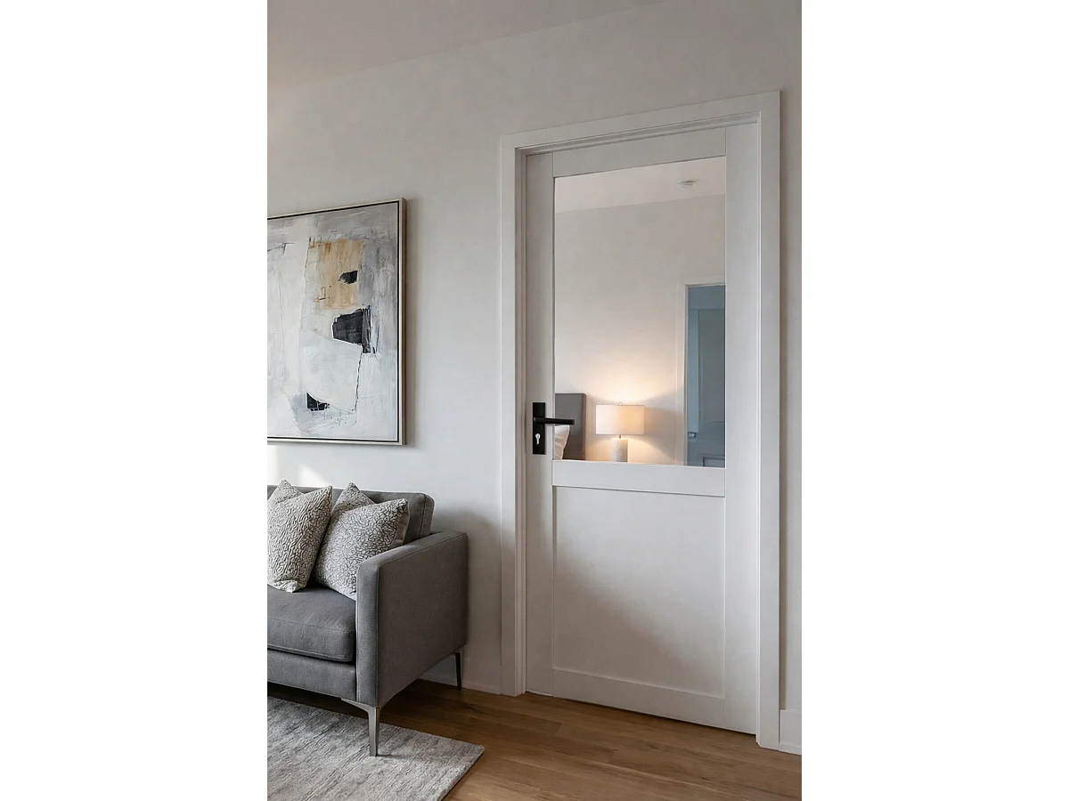 Blocco Porta Officina BIANCO senza montante H204 x L73 Dimensioni Tavolo Spingendo Destra + Maniglia