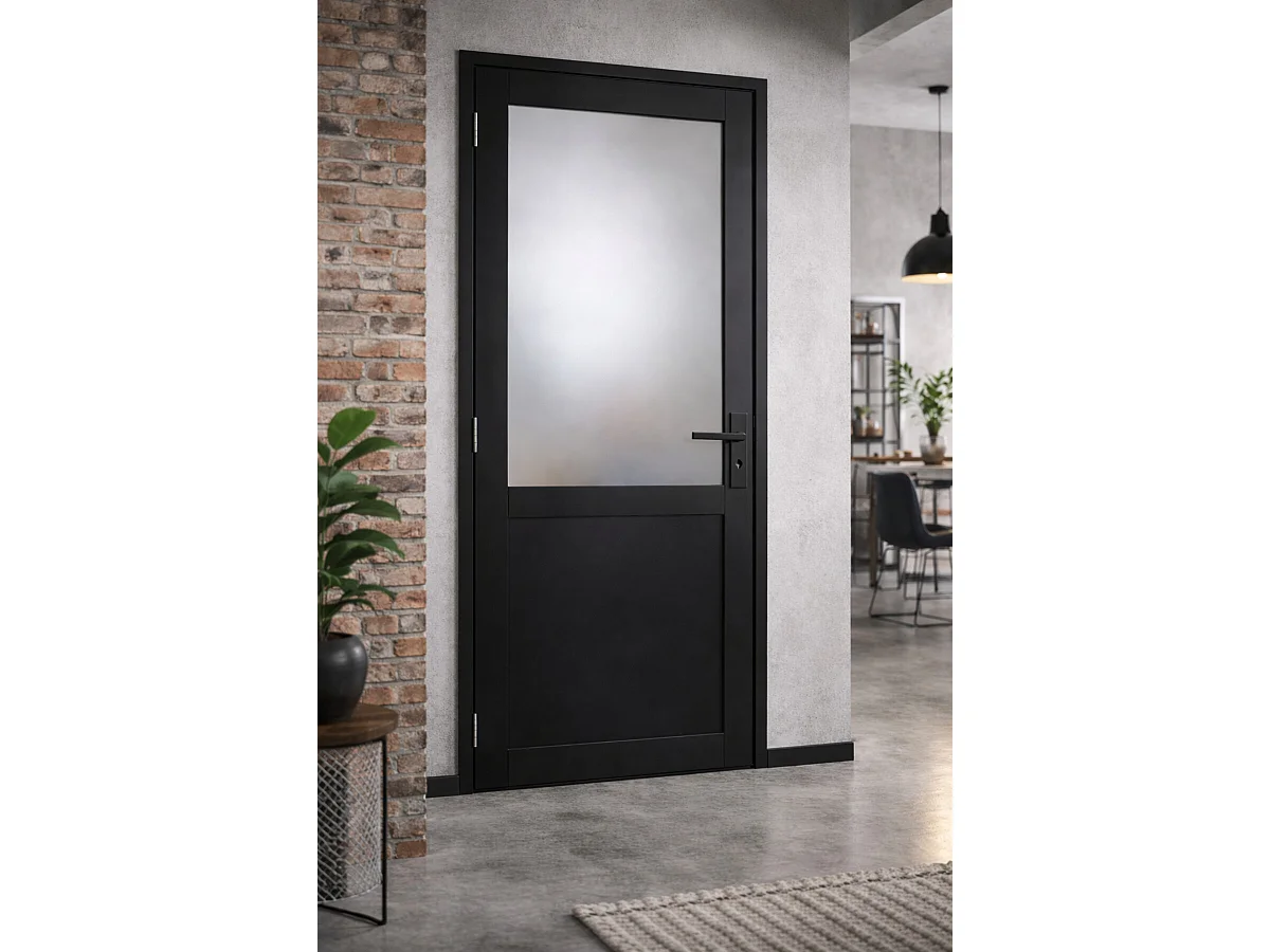 Blocco Porta Athena Nero H204 x L83 Dimensioni Tavolo Spingendo Destra + Maniglia