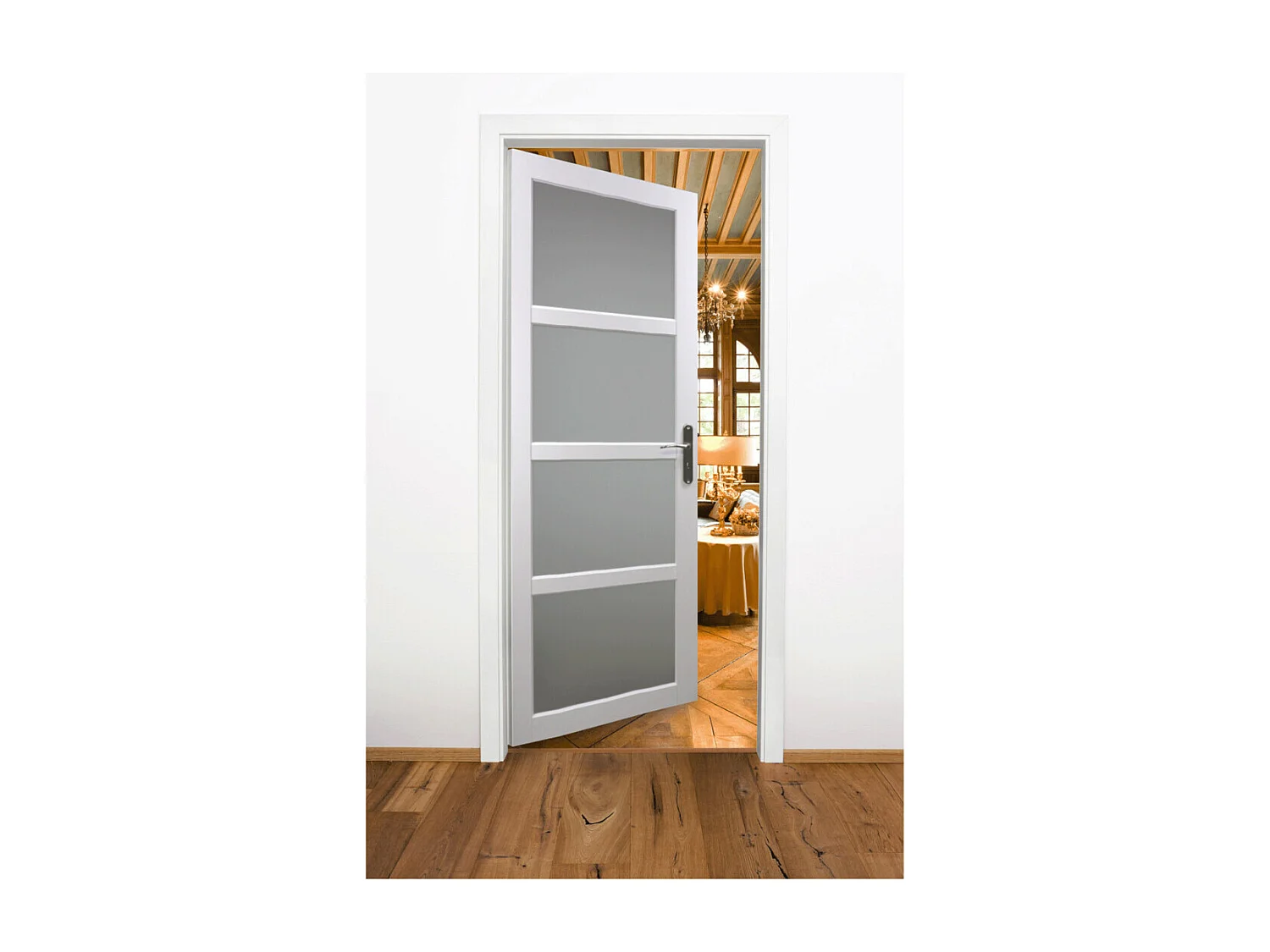 Bloc Porte Tana Vitree Blanc H204 X L83 Poussant Gauche Cotes Tableau Gd Menuiseries