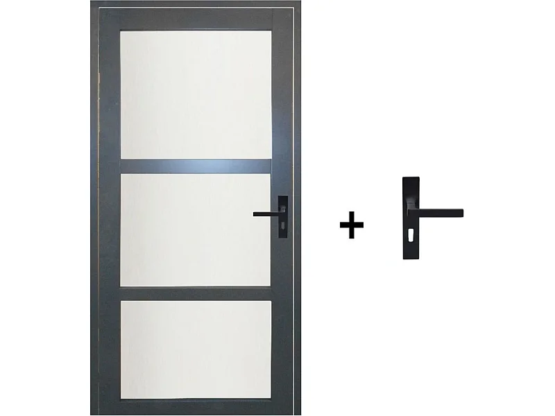 Bloc Porte Blakeria Ral7016 Vitree H204 X L83 Poussant Gauche Cotes Tableau +poignee Gd Menuiseries