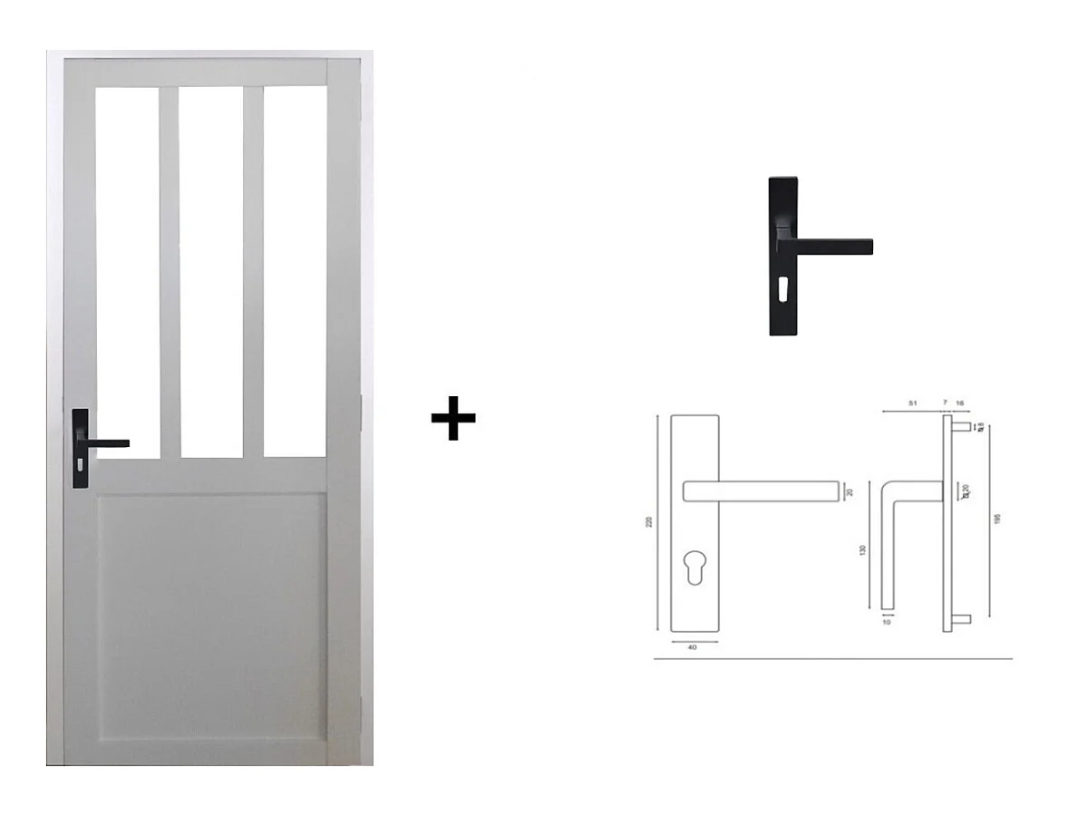 Bloc Porte Atelier Blanc H204 X L73 Poussant Droite Cotes Tableau +poignee Gd Menuiseries