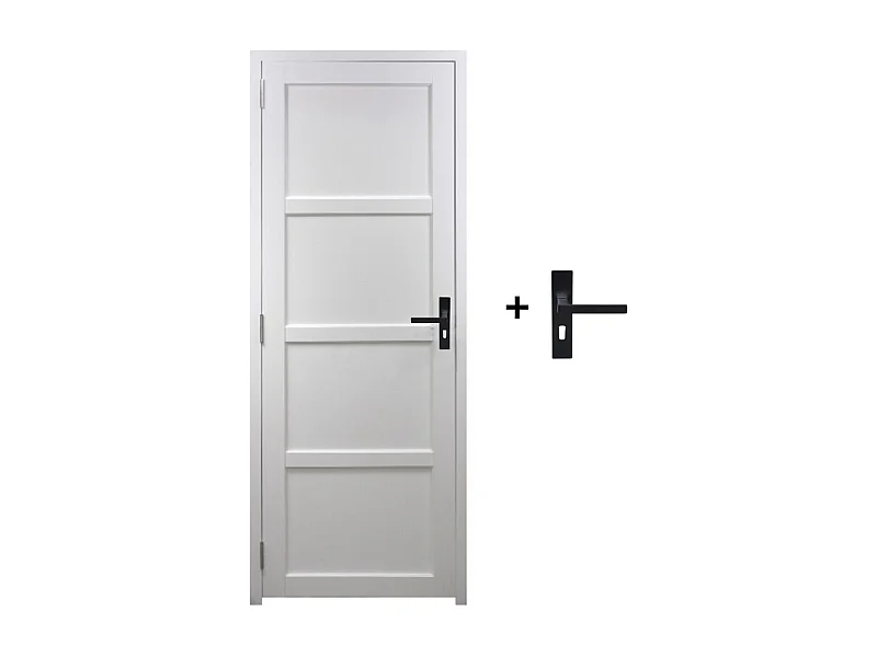 Bloc Porte Tamera Blanc H204 X L83 Poussant Droite Cotes Tableau +poignee Gd Menuiseries